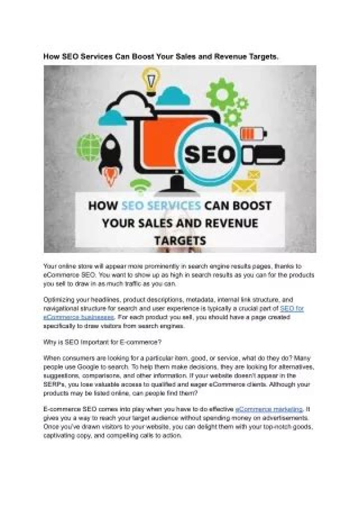 How SEO Services Can Boost Your Sales And Revenue Targets? How SEO Services Can Boost Your Sales And Revenue Targets?